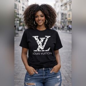 NWT Luxury-Inspired Monogram Graphic Short Sleeve Tee